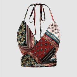 Cider Boho Paisley Backless Halter Tank Top